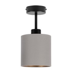 Lampa sufitowa 15x15x30 cm jednopunktowy spot z abażurem gwint E27 czarna z szarym abażurem do salonu - Miniaturka zdjęcia nr 3