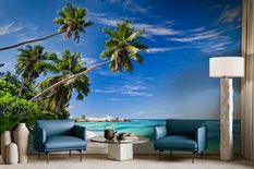 Fototapeta Plaża Ocean Palmy Dekoracja Tropikalna z Modnym efektem 3D - Miniaturka zdjęcia nr 3