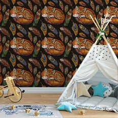 Tapeta Flizelinowa Haftowane LISY Kolorowe Pióra  - Miniaturka zdjęcia nr 6