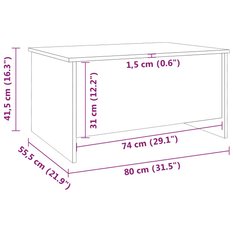 Stolik kawowy 80x55,5x41,5 cm z rozkładanym blatem ze schowkiem biały o wysokim połysku do salonu - Miniaturka zdjęcia nr 8