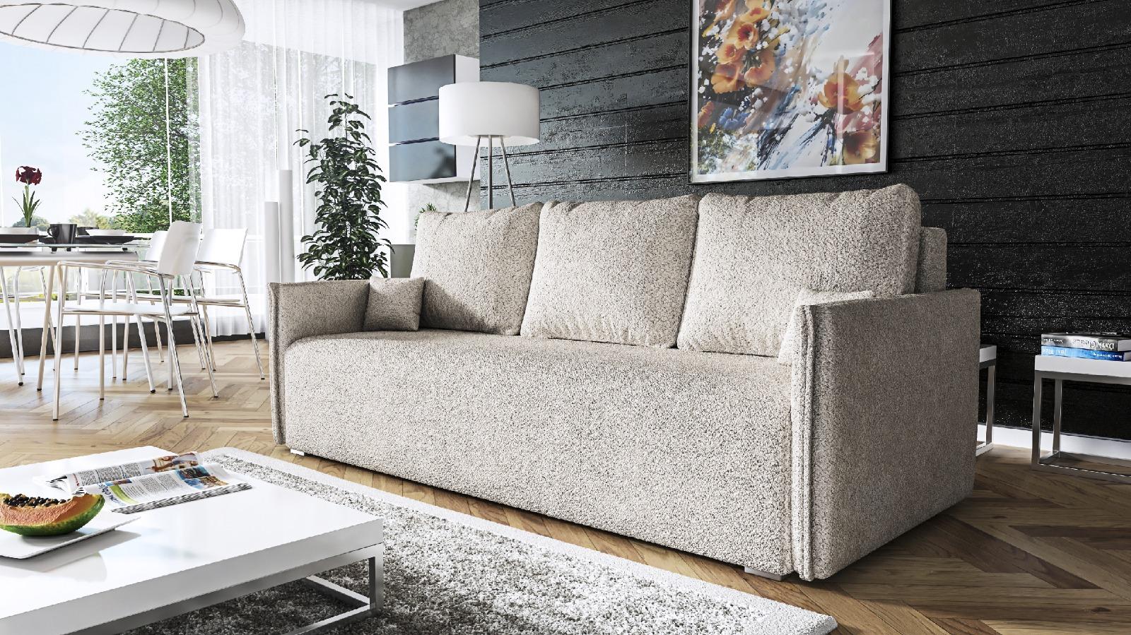 Kanapa Dalia 90x207x93 cm z funkcją spania do salonu rozkładana lambi kremowa nr. 4