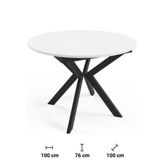 Stół rozkładany 100 cm okrągły Alberto arctic white do jadalni - Miniaturka zdjęcia nr 5