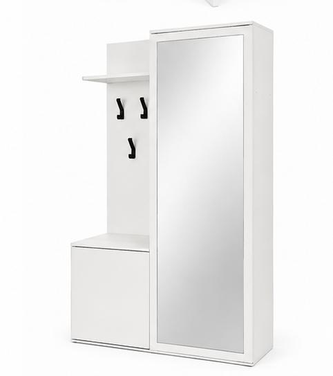 Garderoba do przedpokoju DUO 180x95x35 cm z lustrem wieszakami szafka na buty biały, prawa nr. 3