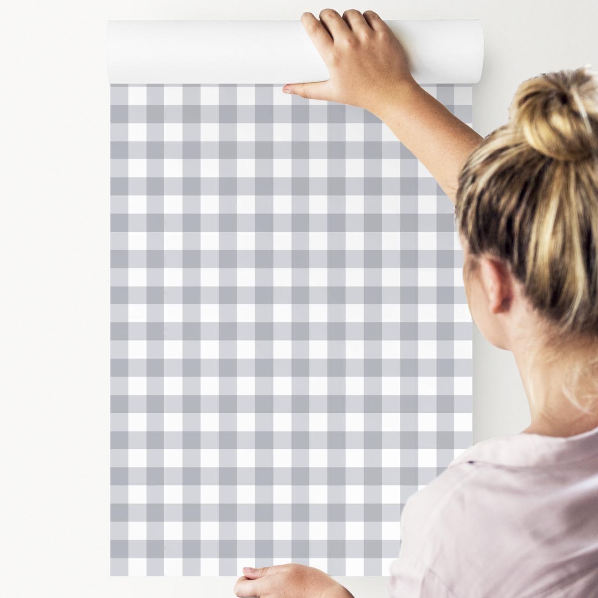 Tapeta Szaro-Biała KRATKA Minimalistyczny Wzór 53x1000  nr. 7