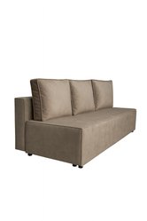 Kanapa 3 osobowa voxi beżowa 188x85x90 cm velvet royal z funkcją spania i pojemnikiem na pościel bez boków, wygodna sofa z materacem T30 - Miniaturka zdjęcia nr 1