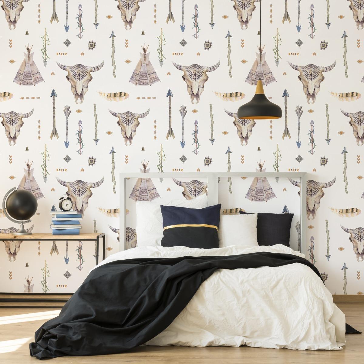 Tapeta Strzały Indiańskie Tipi Styl BOHO Czaszki  nr. 7