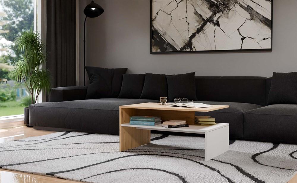 Stolik kawowy ława Boston 45x90x60 cm do salonu dąb artisan biel nr. 3