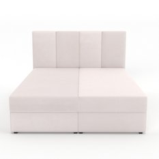 Łóżko kontynentalne 160x200x113 cm tapicerowane podwójne z materacem kremowe - Miniaturka zdjęcia nr 9