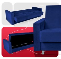 Wersalka kanapa sofa tapczan rozkładana Family Meble Alicja niebieska - Miniaturka zdjęcia nr 4