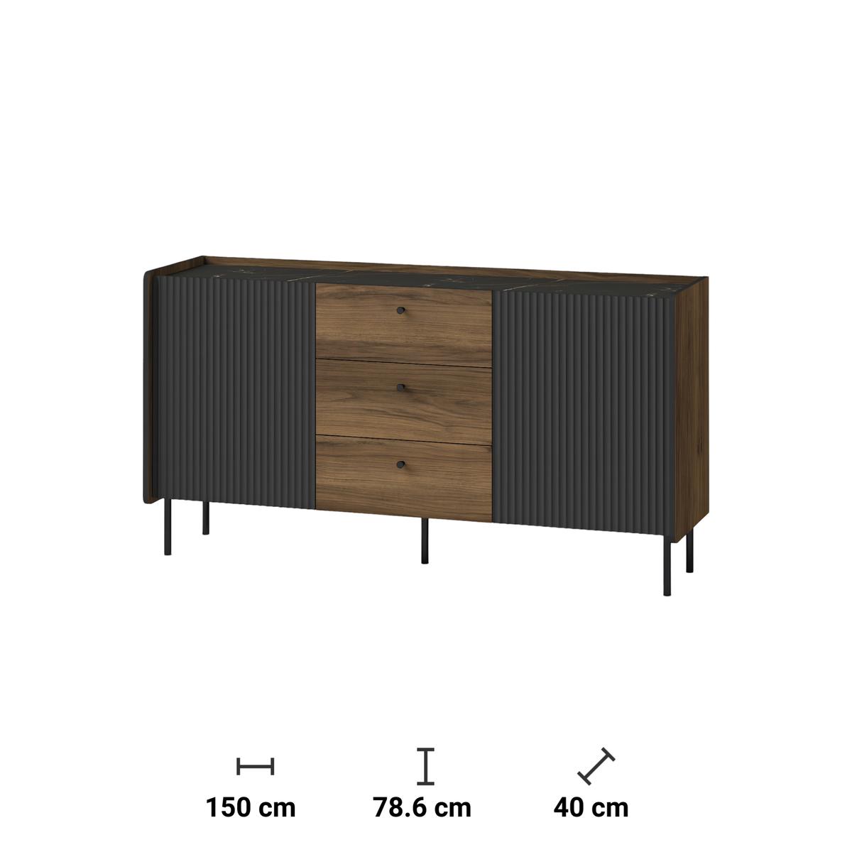 Komoda Prestigo 150 cm do salonu orzech czarny mat nr. 4