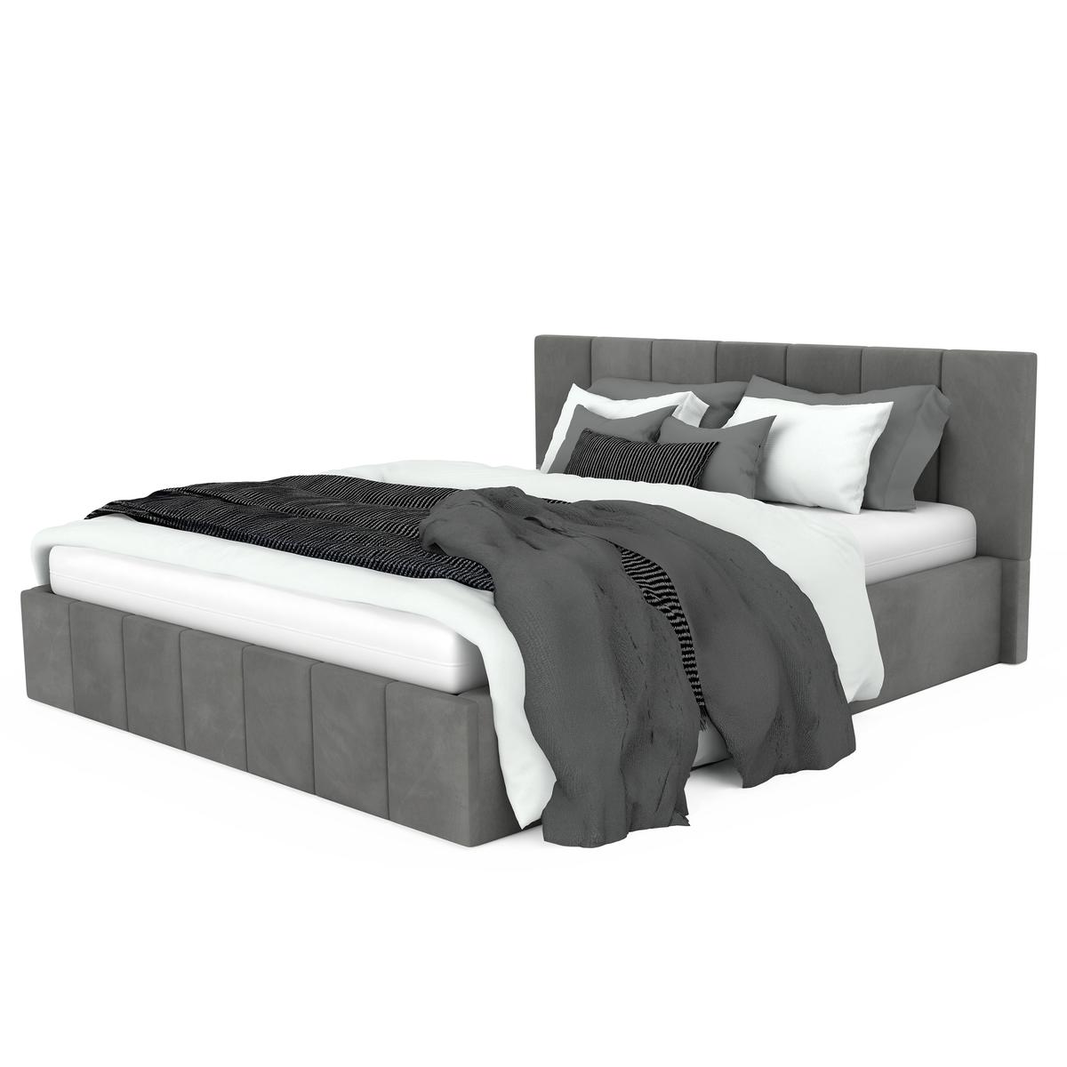 Łóżko tapicerowane 160x200 premium z pojemnikiem do sypialni szare wezgłowie 107 cm nr. 8