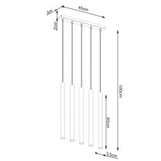 Lampa wisząca PASTELO 5L drewno 100x5x45cm nowoczesna G9 do salonu - Miniaturka zdjęcia nr 5