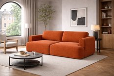 Kanapa z funkcją spania ITALY 253x110x71 cm trzyosobowa sofa rozkładana tkanina FLOW pomarańczowy obrazek