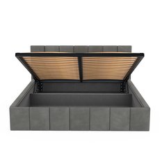 Łóżko tapicerowane 160x200 premium z pojemnikiem do sypialni szare wezgłowie 107 cm - Miniaturka zdjęcia nr 12