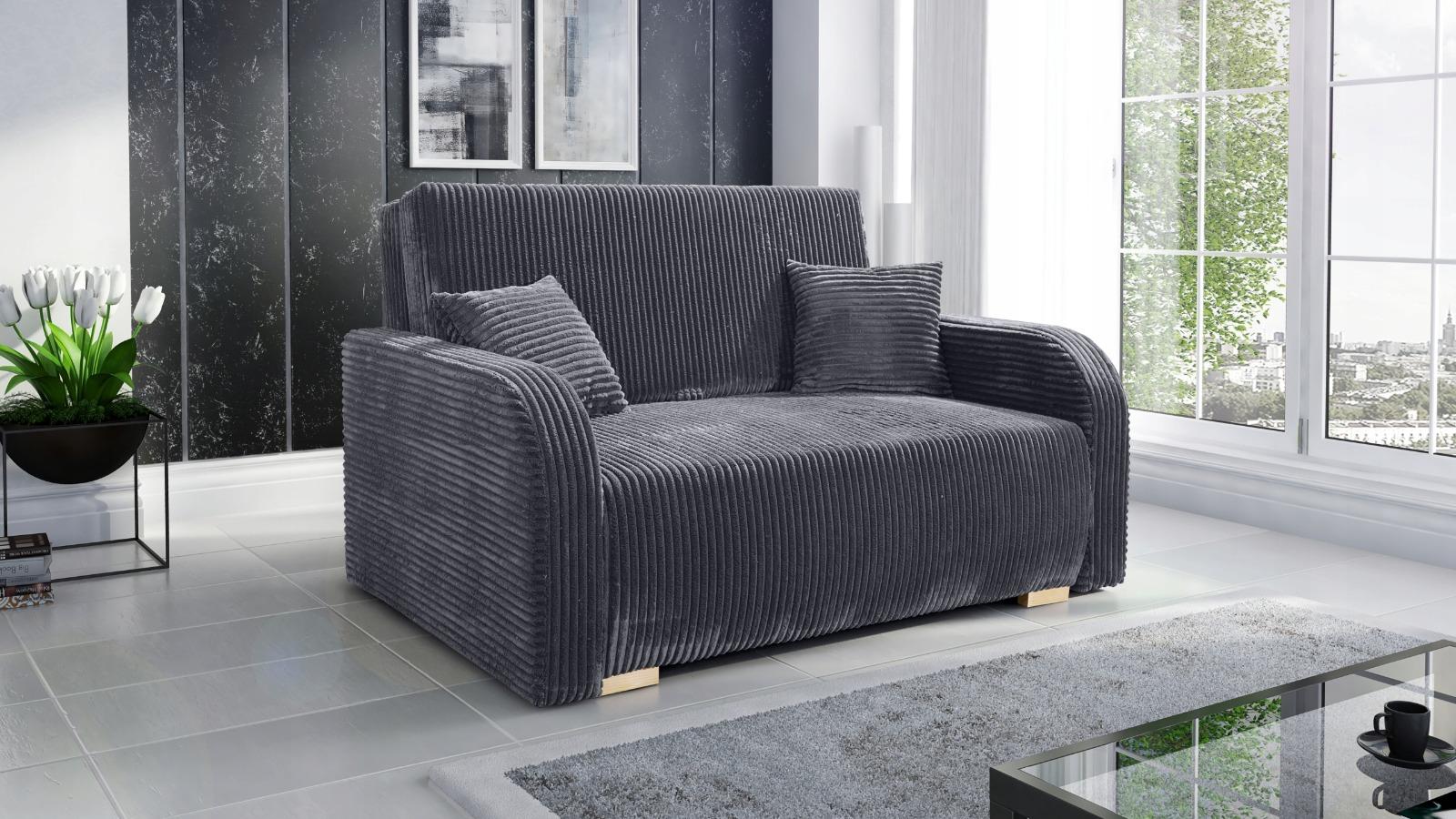 Sofa jednoosobowa Lili 85x103x97 cm do salonu z funkcją spania  rozkładana sztruks ciemnoszara nr. 2