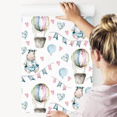 Tapeta Do Pokoju Dziecka ZWIERZĘTA Balony Serca  - Miniaturka zdjęcia nr 4