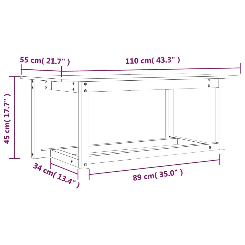 Stolik kawowy 110x55x45 cm z litego drewna sosnowego szary do salonu nr. 8