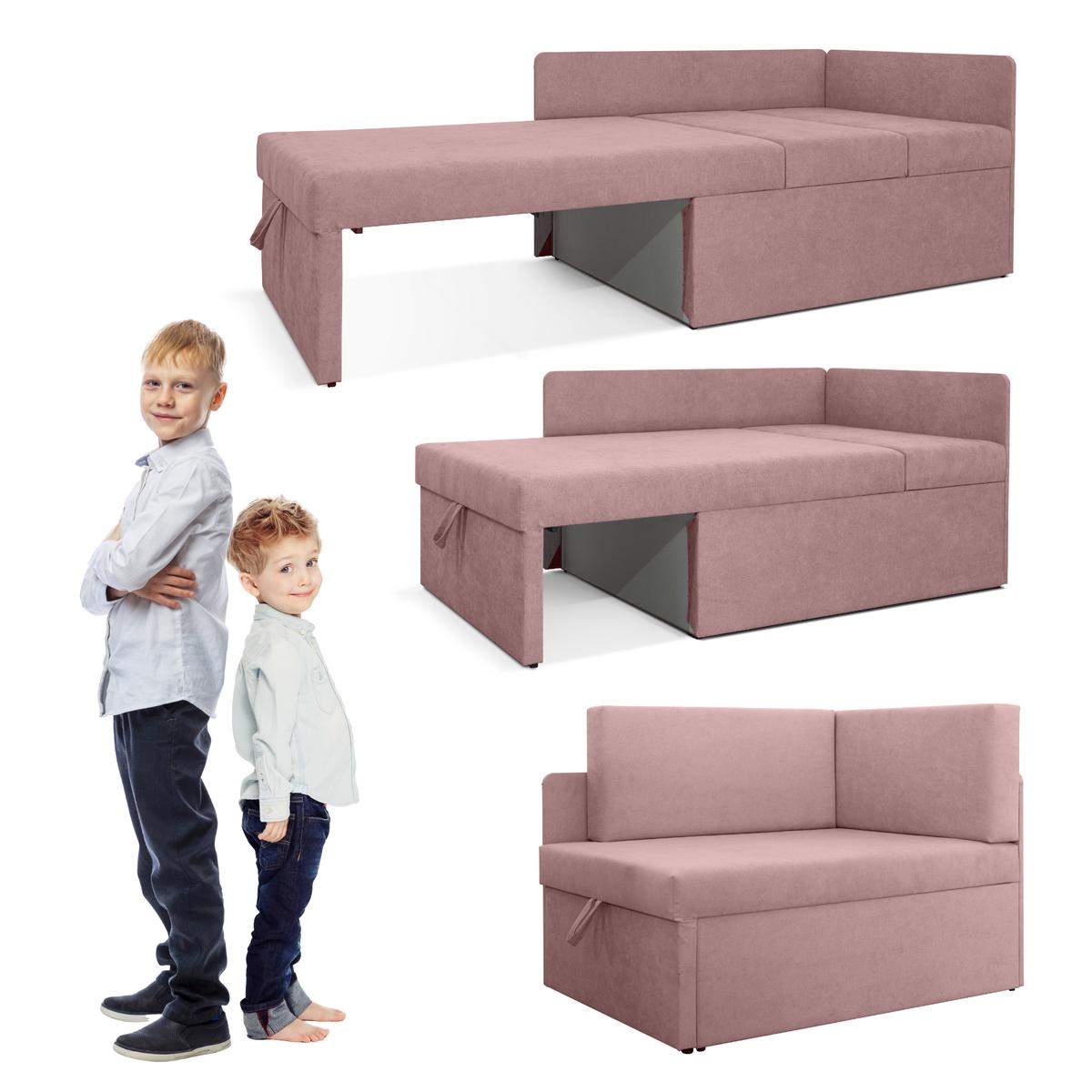 Sofa rozkładana dziecięca Viluś 108x81x78 cm narożnik jednoosobowy do pokoju z funkcją spania i przechowywania dla dzieci różowy nr. 3