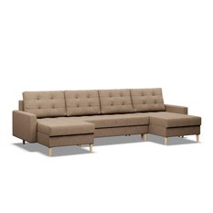 Narożnik ELMA 294x88x140 cm w kształcie U z leżankami rozkładany z funkcją spania sofa narożna sprężyna bonell  pojemniki beżowy - Miniaturka zdjęcia nr 1