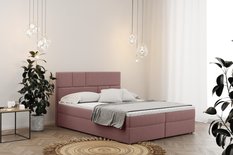 Łóżko BALI 120x200 cm z funkcją przechowywania i materacem do sypialni różowa