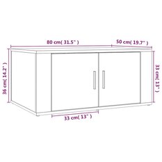 Stolik kawowy 80x50x36 cm z półką z drzwiczkami brązowy dąb do salonu - Miniaturka zdjęcia nr 9