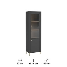 Witryna 60x40x193,6 cm Mossa z dwoma drzwiczkami czarny do salonu - Miniaturka zdjęcia nr 4