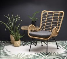 Krzesło ogrodowe Ikaro 58 cm na taras ogrodu rattan naturalny popielaty - Miniaturka zdjęcia nr 2