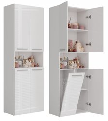Słupek łazienkowy NEL DK 1K 174x60x30 cm szafka łazienkowa z koszem na pranie biały połysk - Miniaturka zdjęcia nr 1