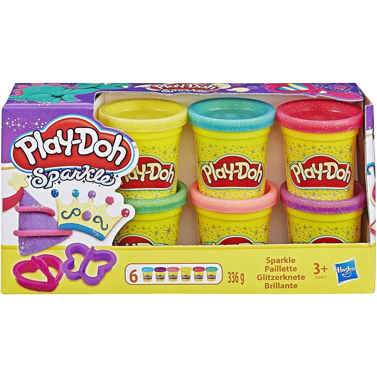 Ciastolina zestaw kolorowych tub 6-pak a5417 play-doh sparkle błyszcząca dla dziecka nr. 2