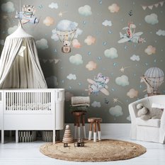 Naklejki Dla Dzieci Zwierzątka Misie Żyrafy 120x60 Balony Chmurki ZESTAW - Miniaturka zdjęcia nr 5