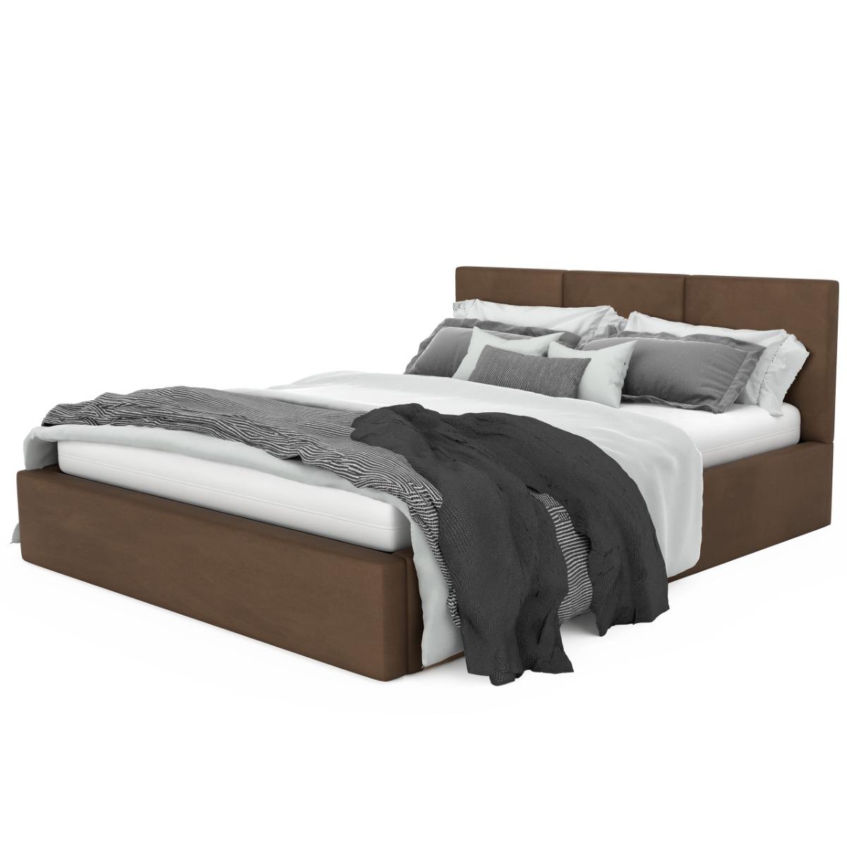 Łóżko tapicerowane do sypialni basic 120x200x88 cm łózko podwójne z pojemnikiem brązowe nr. 10