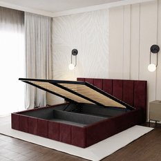 Łóżko tapicerowane 160x200 premium z pojemnikiem do sypialni bordowe wezgłowie 107 cm - Miniaturka zdjęcia nr 6
