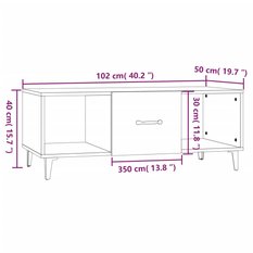 Stolik kawowy 102x50x40 cm z praktyczną szufladą i 2 przegrodami szarość betonu do salonu - Miniaturka zdjęcia nr 8