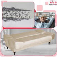 Wersalka SARA 200x95 cm kremowa rozkładana kanapa z pojemnikiem sofa do salonu Monolith - Miniaturka zdjęcia nr 5