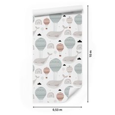 Tapeta Do Pokoju Dzieci WIELORYBY Balony Chmurki  - Miniaturka zdjęcia nr 2