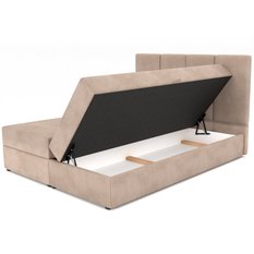 Łóżko kontynentalne 180x200x113 cm tapicerowane podwójne z materacem beżowe - Miniaturka zdjęcia nr 11