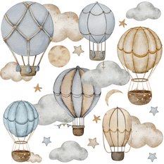 Naklejki Na Ścianę Dla Dzieci Balony 60x30 Gwiazdy Księżyce ZESTAW - Miniaturka zdjęcia nr 1