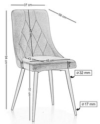 Krzesło tapicerowane 45x53x95 cm Caren welur ciemnobeżowe do jadalni - Miniaturka zdjęcia nr 10
