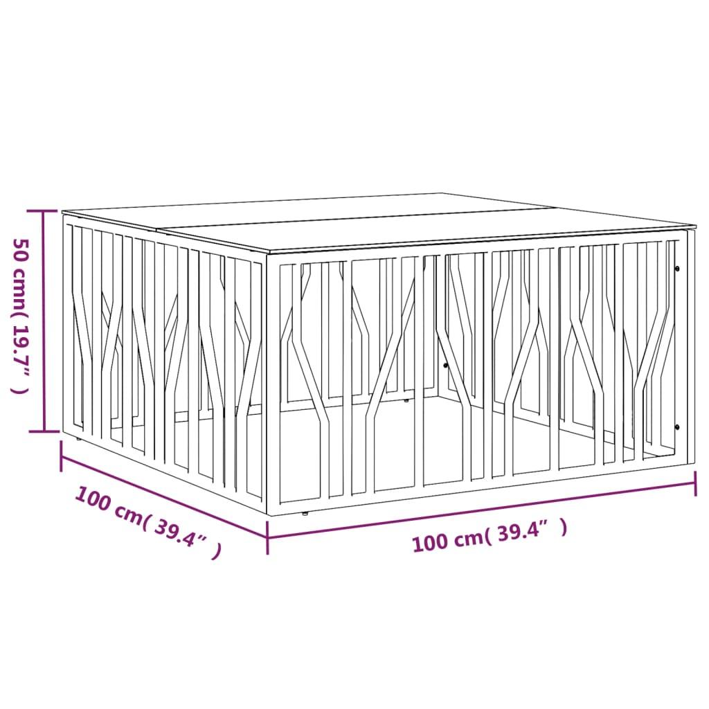  Stolik kawowy, 100x100x50 cm, stal nierdzewna i szkło nr. 6