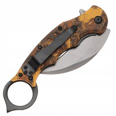 Nóż myśliwski 20 cm / 7 cm scyzoryk karambit składany turystyczny survivalowy brązowy - Miniaturka zdjęcia nr 5