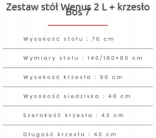 Zestaw do jadalni stół WENUS 140/180x80 cm rozkładany + 6 krzesła BOS brązowe siedzenie dąb sonoma nr. 4