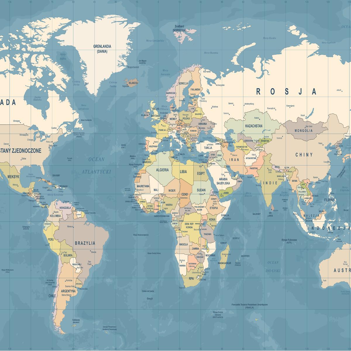 Fototapeta Ścienna Polityczna MAPA Świata DEKORACJA do Salonu z efektem 3D nr. 4