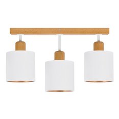 Lampa sufitowa 15 x 55 x 31 cm trzypunktowy spot z drewna gwint E27 biała do salonu - Miniaturka zdjęcia nr 3