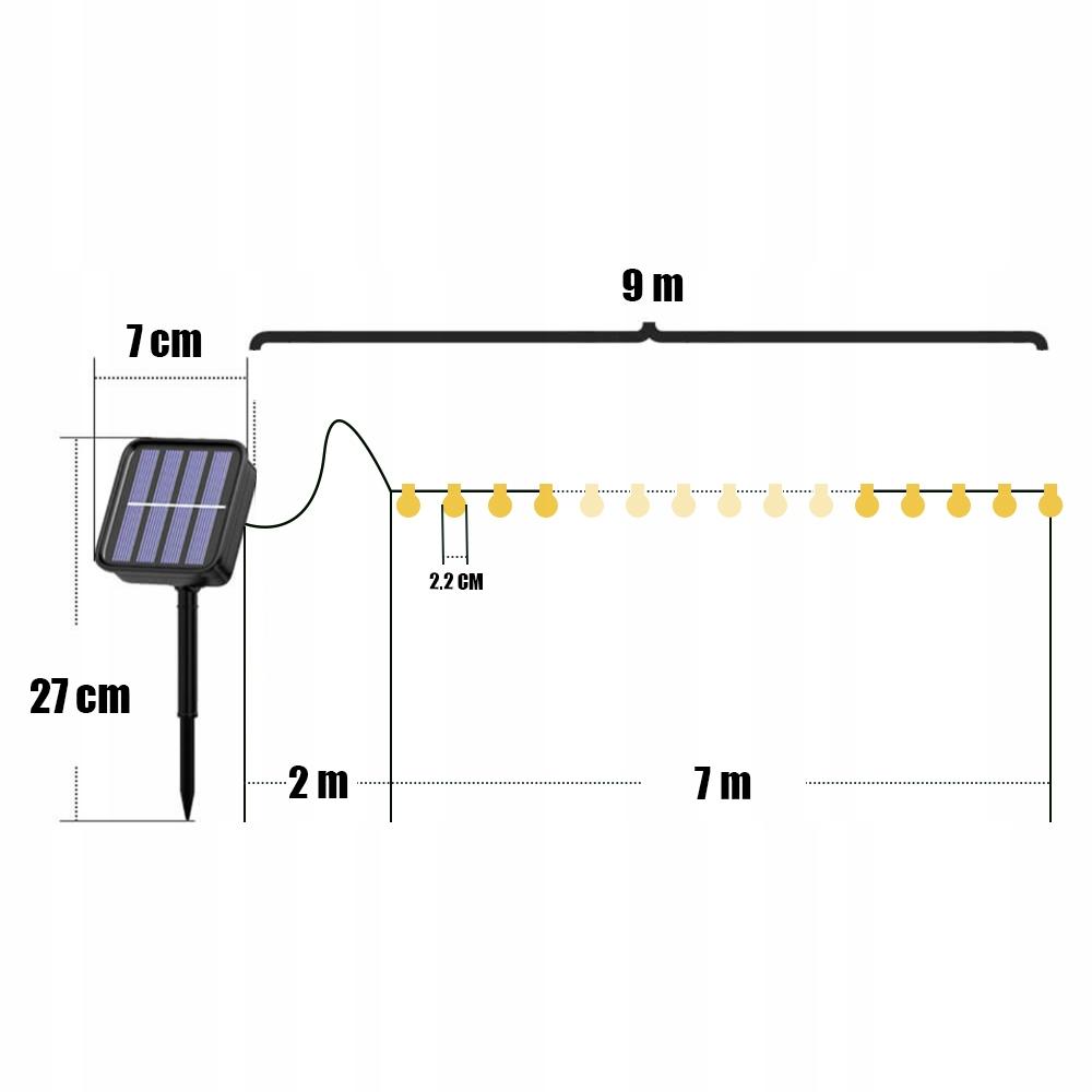 Lampy solarne wiszące girlanda LED 50W na balkon do ogrodu nr. 9