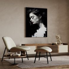 Obraz Canvas Czarno-Biały Kobiecy PORTRET Abstrakcja Czerwone Usta 80x120cm - Miniaturka zdjęcia nr 3