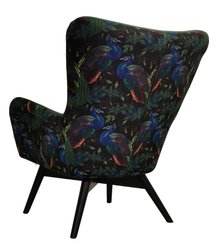 Fotel skandynawski GRANDE 80x93x80 cm zielony we wzory pawie do salonu - Miniaturka zdjęcia nr 4