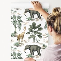 Tapeta Ścienna SŁONIE Żyrafy Tropikalne Rośliny  - Miniaturka zdjęcia nr 4