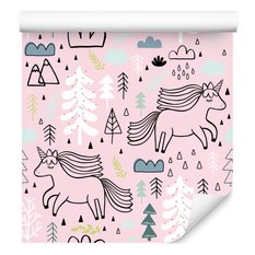 Tapeta Dla Dzieci JEDNOROŻCE Drzewa Chmurki Liście 53x1000  - Miniaturka zdjęcia nr 3