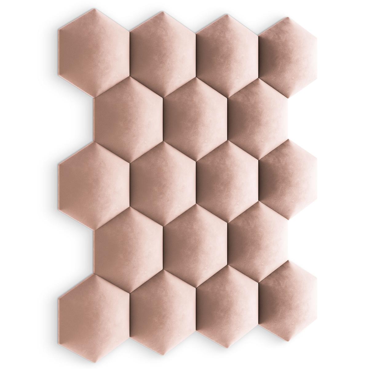 Panele tapicerowane 26x30 hexagon magic velvet różowy nr. 6