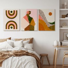 Obrazy Na Ścianę Set Styl Boho Abstrakcja Portret Pejzaż Minimalizm 90x40cm - Miniaturka zdjęcia nr 8